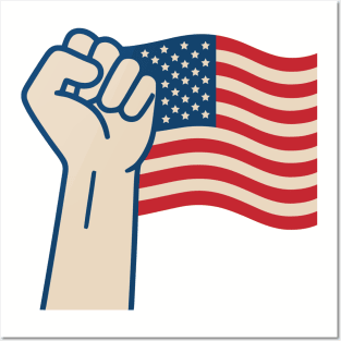 Freedom fist with American flag art Posters and Art